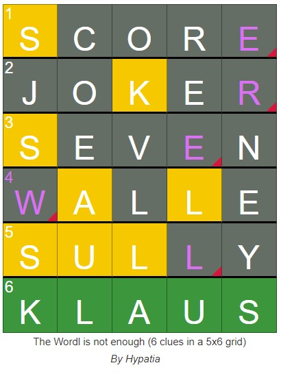 The Wordl is not enough –  XWordle 5 – Solutions